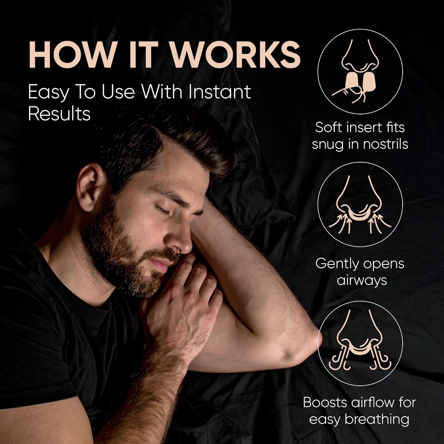 Anti Snoring Devices – Nasal Dilators - Nose Clips for Snore Relief & Better Sleep – Comfortable Silicone Snore Stopper – Anti Snoring Nose Vents – Both Men and Women 8 Pack (Creamy Nude) - Image 3