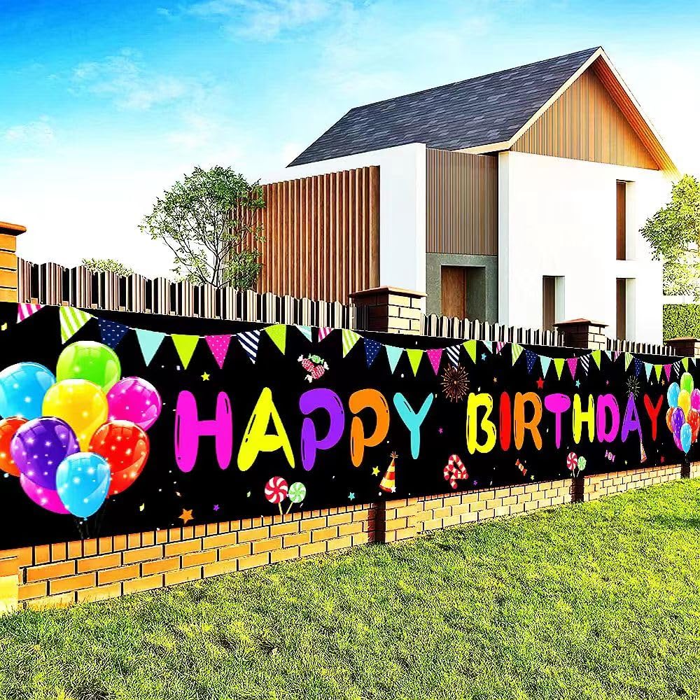 Happy Birthday Yard Banner - 118x19.7 inches, Large Outdoor & Indoor Decoration Banner