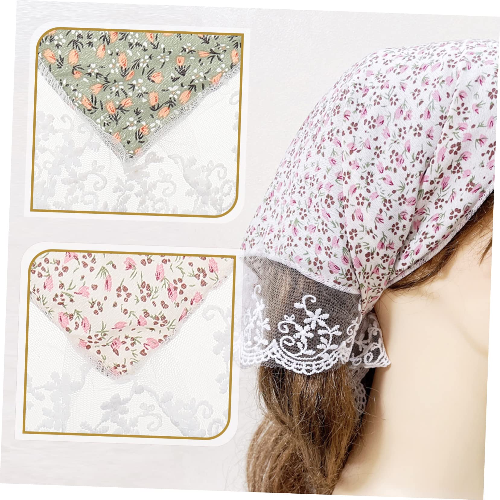Healeved 10piezas Floral Lace Hair Scarves Triangle Headband Bandanas Estampado Floral Accesorios Para Mujeres Aleatorios Para Fiestas y Uso Diario