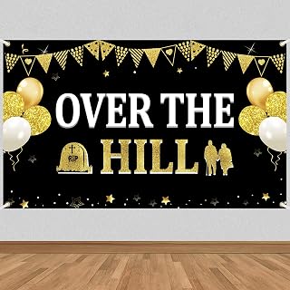 Funny Birthday Decorations Over The Hill Banner Backdrop