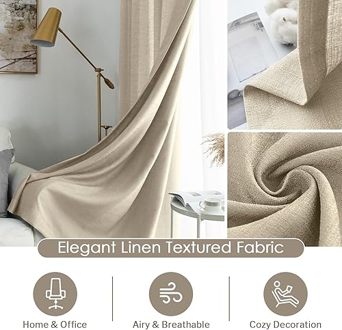 Miniatura 3 de Melodieux Cortinas semitraslúcidas de 108 pulgadas de largo para sala de estar o dormitorio, cortinas traslúcidas extralargas con bolsillo para