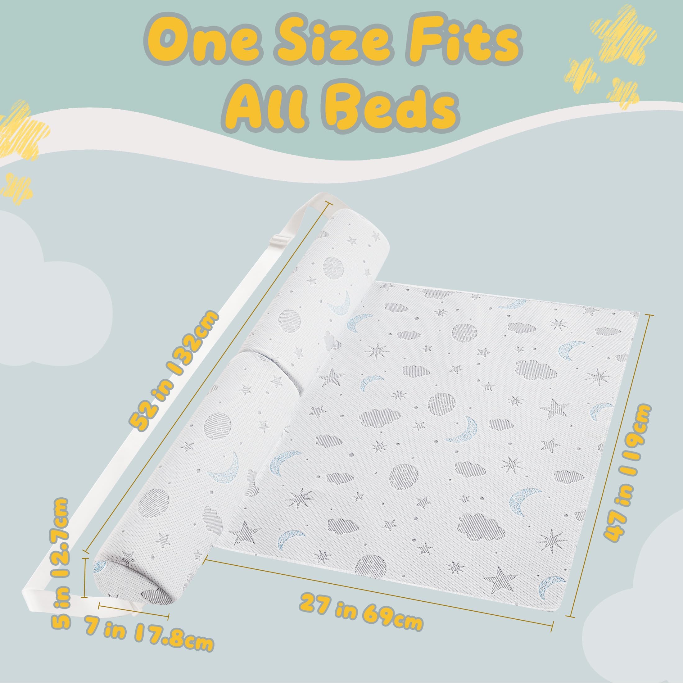 Barrière de Lit pour Enfants - Garde-Corps en Mousse avec Sangles Réglables & Grip Antidérapant, Housse Respirante, Imperméable & Lavable, Protection Lit pour Tout-Petits & Seniors