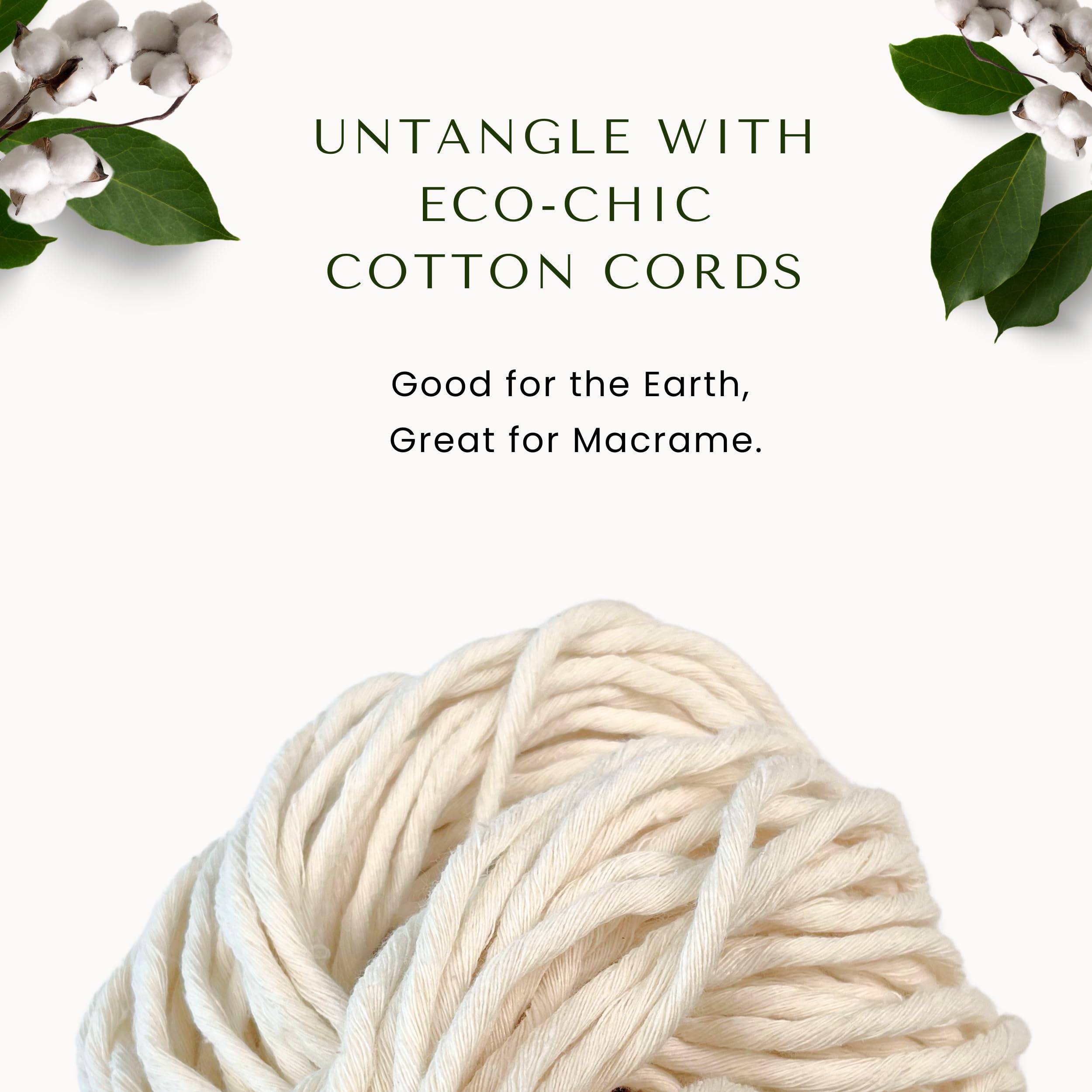 BOCHIKNOT Cuerda de macramé de 3 mm en rollo jumbo, 650 yardas, cuerda de algodón para macramé, hilo de 3 mm, cuerda de algodón para anudar, ganchos de plantas (color, natural y dorado)