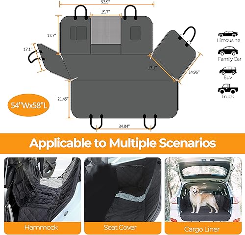 Miniatura 3 de Simple Deluxe Funda de asiento de coche para perro para asiento trasero hamaca impermeable para perro con ventana de malla protector de asiento
