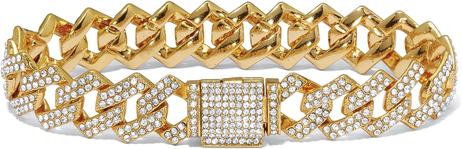 Palm Beach Jewelry Round Crystal Goldtone Link Bracelet 8-inch
