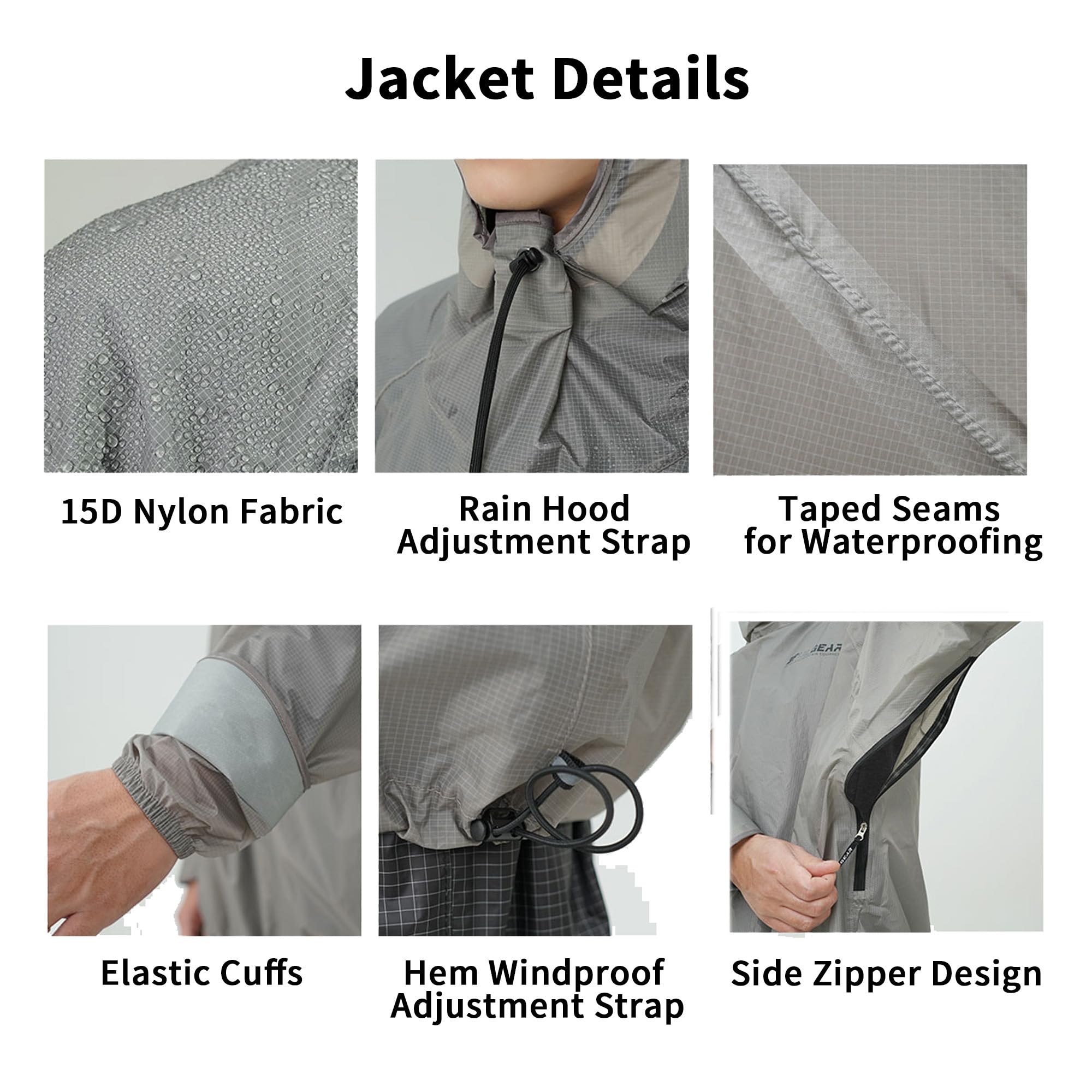 3F UL GEAR - Giacca impermeabile e pantaloni impermeabili disponibili singolarmente, leggera, antivento, antineve e impermeabile, PU10000 mm, antistrappo e ripiegabile, per attività all'aperto