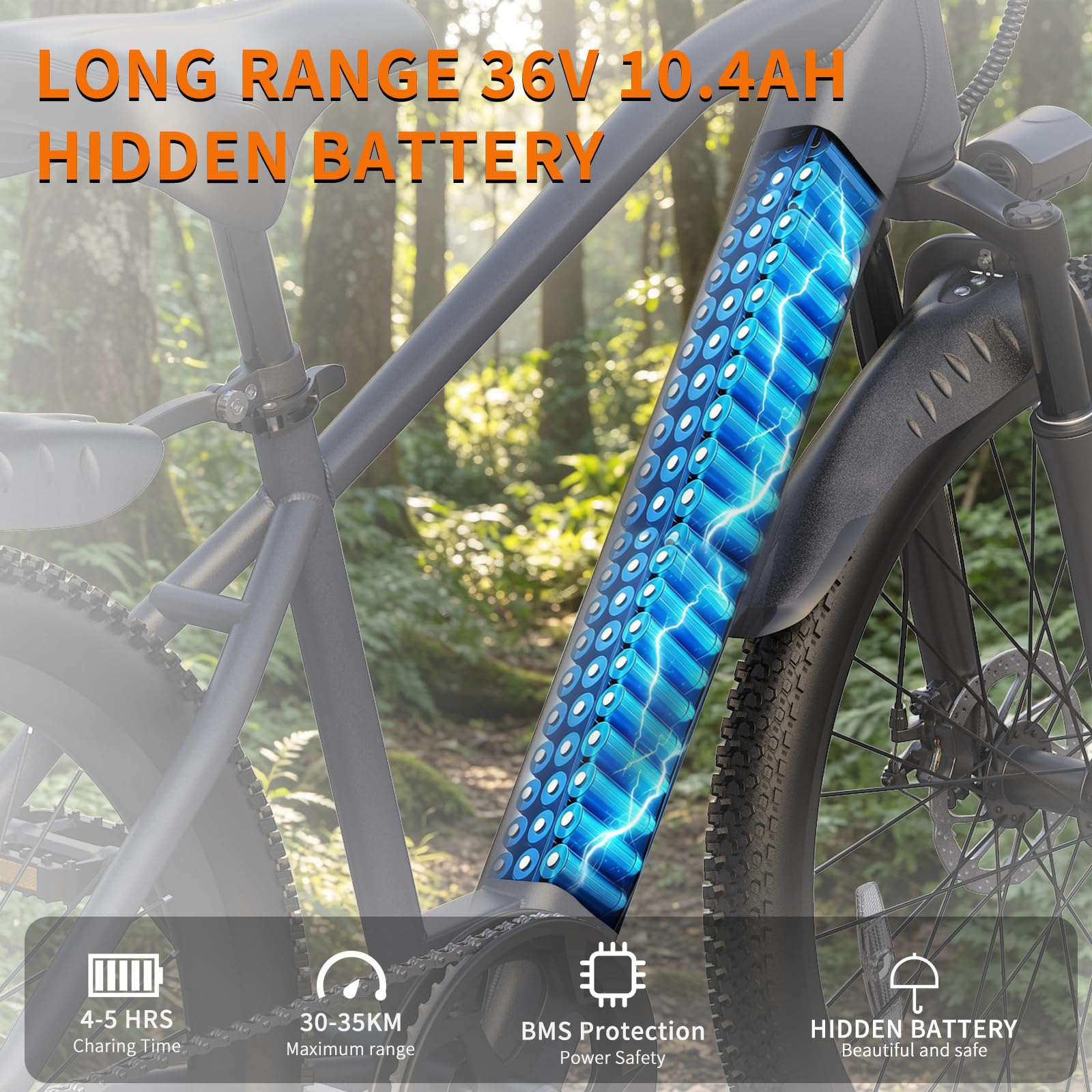Bicicleta eléctrica de 26 pulgadas, para hombre y mujer, con motor de 250 W, batería de 36 V, 7 marchas, pantalla LCD, 3 modos de conducción, freno de disco doble, Pedelec, bicicleta de montaña E para