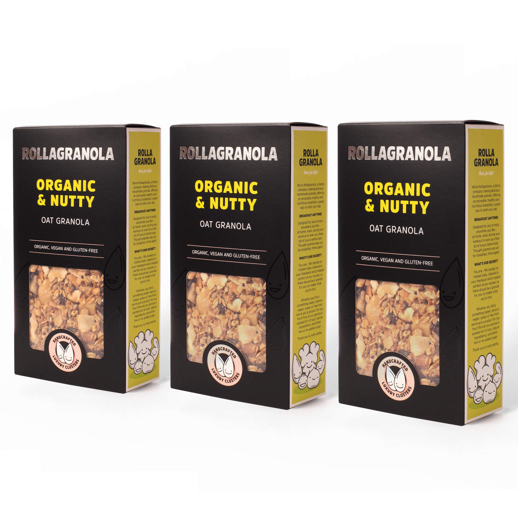 RollagranolaOrganic & Nutty Granola | 100% Organic & Natural Wholefood | Gluten Free | Vegan | No Refined Sugars | 350g Pack of 3