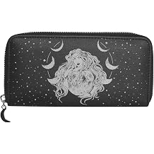 Ro Rox Selene Wallet Moonphase Goddess Wicca Goth Faux Leather Wallet, Black///White, One Size, Wallet
