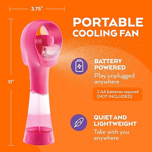 Miniatura 5 de O2COOL Ventiladores de nebulización de agua portátiles con batería Elite (Raspberry)..