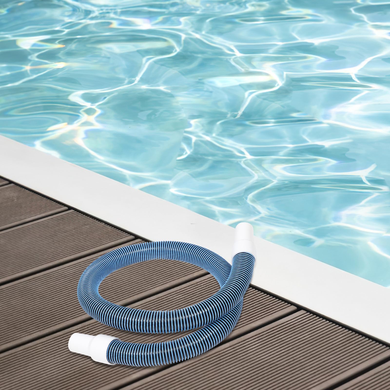 Poolablaufschlauch für Aufstellpool 1 Satz mit 2 Anschlüssen und 1 Schlauchschelle aus Kunststoff und Eisen Verhindert Wasseransammlung Einfache Installation