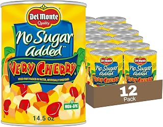 Del Monte Very Cherry No Sugar Added Mixed Fruit in Water, 14.5oz Cans (Pack of 12) - Healthy Snack