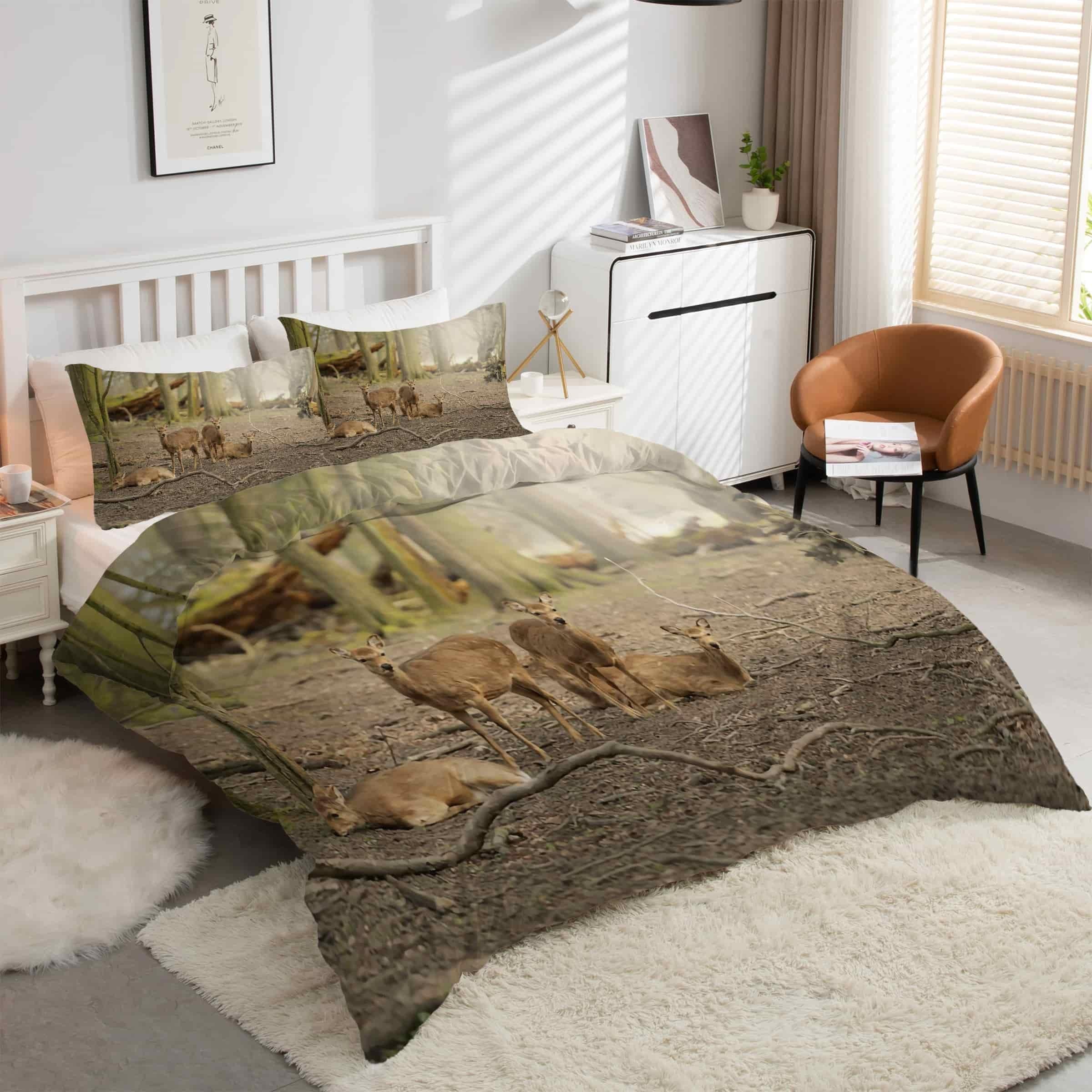 Housse de couette cerf 160x200 pour une ambiance chalet de montagne cocooning