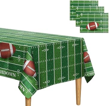 Football Tablecloth Plastic, 3 Pack Disposable Superbowl Tablecloth, Rectangle Super Bowl Table Cloth Table Cover for Football Party Decorations Party Favor