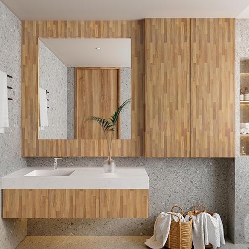 Miniatura 6 de VaryPaper Papel de contacto de bloque de carnicero de 15.7 x 78.7 pulgadas para encimeras, papel tapiz de madera impermeable, extraíble,