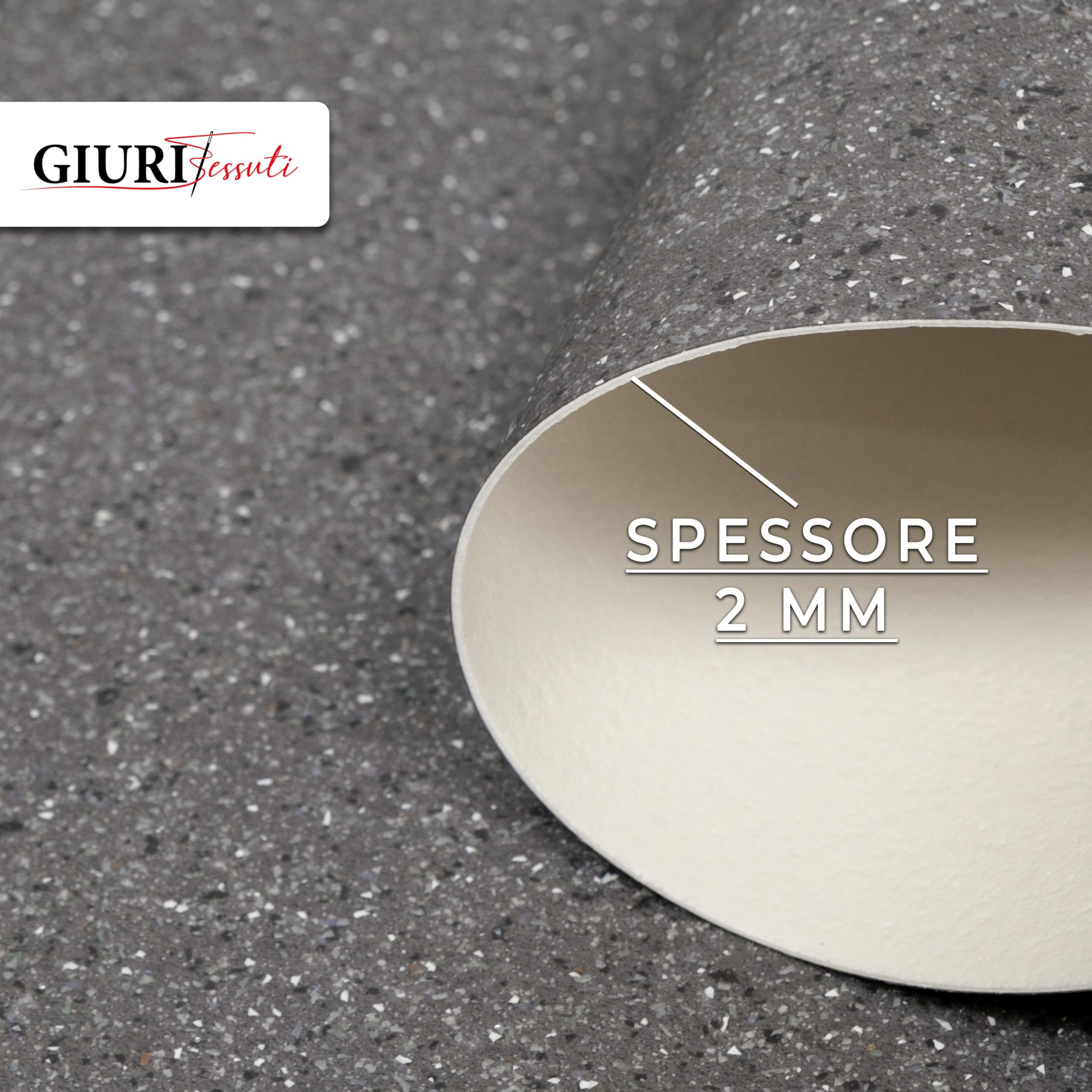 Giuri Tessuti - PASSATOIA per Cucina in Vinile - Larghezza 60 cm - Tappeto Runner Lavabile e Antimacchia in PVC (380 cm, Grit Dark)