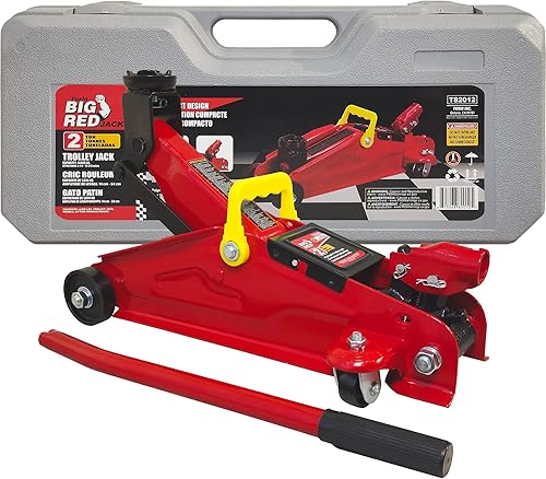 Miniatura 7 de BIG RED TAM82012 Torin - Gato hidráulico para carretilla de serviciopiso con estuche de almacenamiento para moldeo por soplado, capacidad de 2