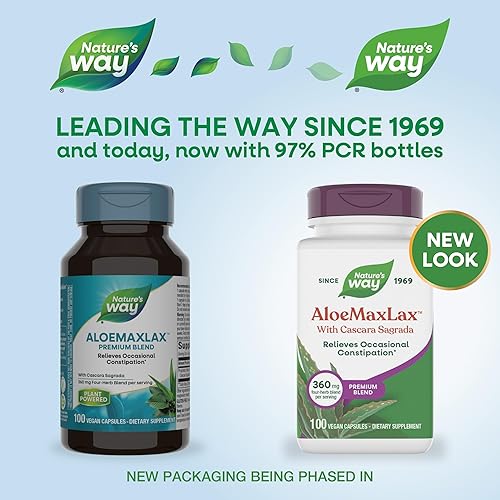 Miniatura 2 de Nature's Way AloeMaxLax con Cascara Sagrada, alivio ocasional del estreñimiento*, 100 cápsulas veganas