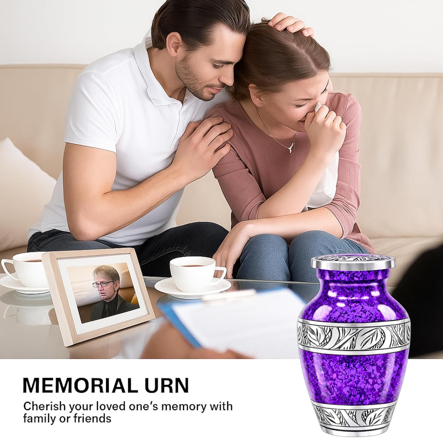 Small Urns for Human Ashes Keepsake – Mini Sharing Urn Sets for Women – Memorial Cremation Urns for Family & Loved Ones (Purple, Set of 6)