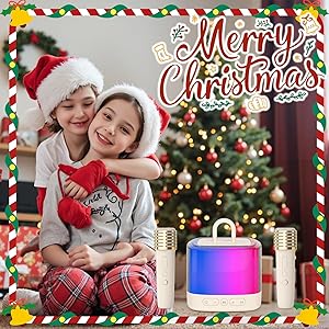 Mini Karaoke MachineKids & Adults with 2 Wireless Mics, for 4-12 +Years Old Girl Boy, Led Portable Bluetooth Speaker, Karaoke PA System for Family Gatherings,Halloween