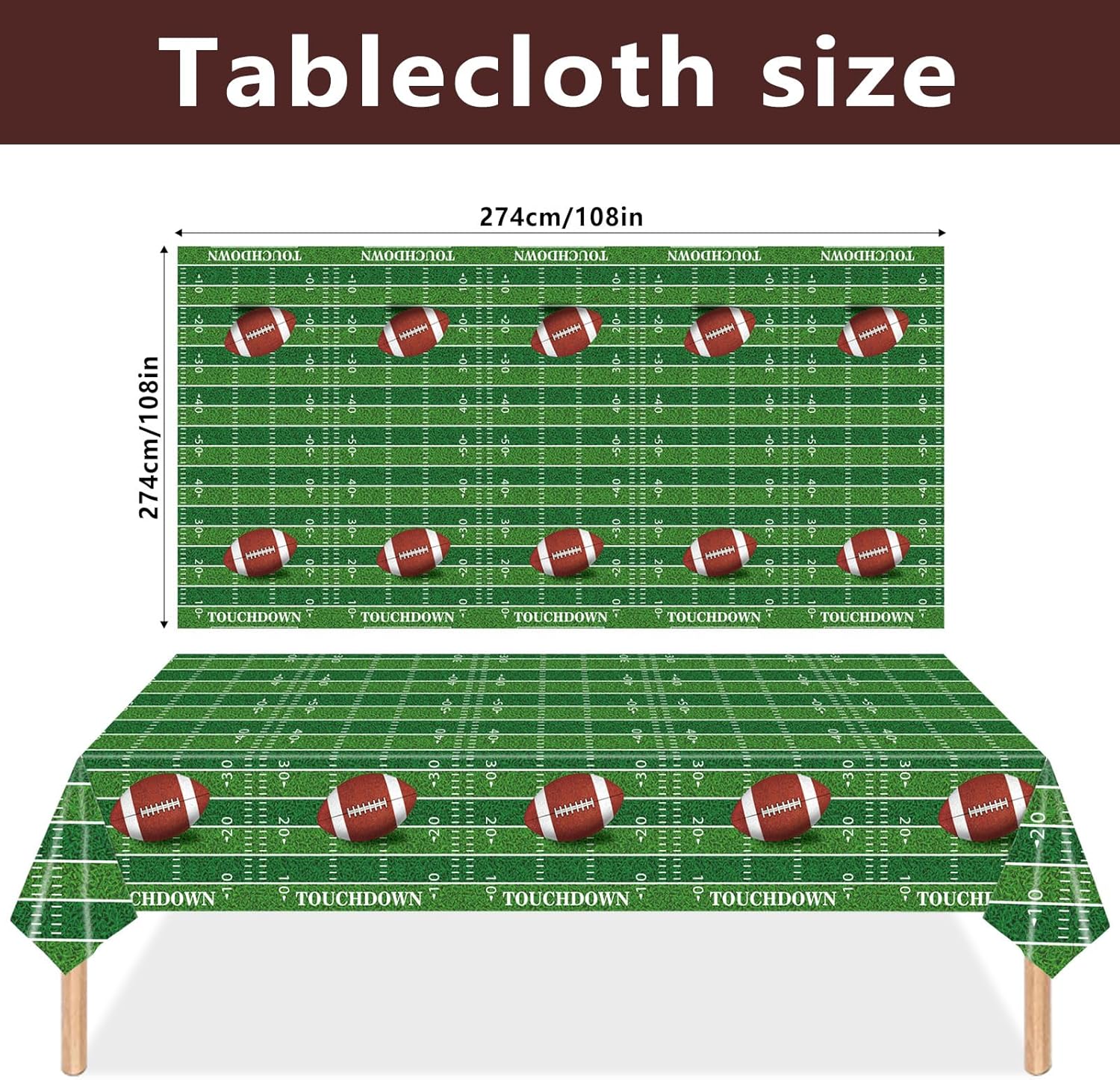 128PCS Football Party Supplies Kit Football Plates and Napkins Tableware Set Include Paper Plates Napkins Cups Forks Tablecloth Banner Balloons for Gameday Touchdown Birthday Party Decoration Serve 20 - Image 3