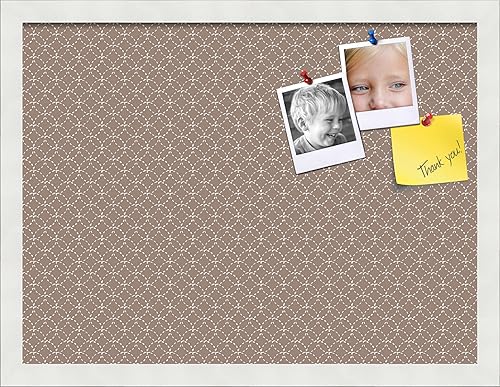 Miniatura 257 de PinPix Tablero de anuncios de corcho de 12 x 12 pulgadas. Este tablero decorativo enmarcado viene con diseño de círculos B W y un marco blanco