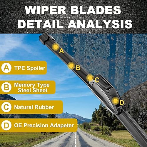 Miniatura 2 de 3 limpiaparabrisas de repuesto para Dodge Journey 2009-2019, Nissan Armada 2017-2021, repuesto de equipo original de 24 + 19 + 12 pulgadas (paquete