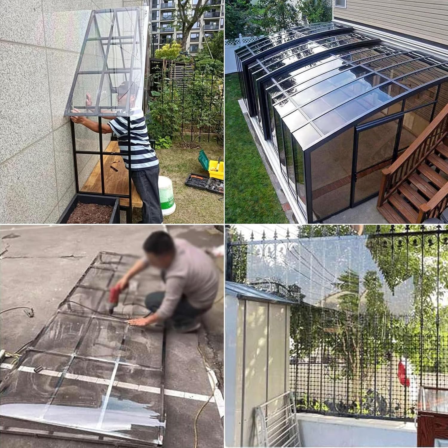 1.5mm Thick Clear Polycarbonate Roofing Sheet, Solid Acrylic Panel for Greenhouse, Canopy, stadiums, Buses, Shelters, Waterproof Protection (0.6x6m)