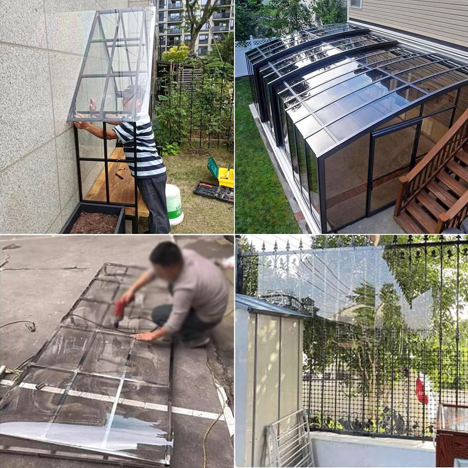 Panel de techo de policarbonato transparente de 1,5 mm con protección UV para invernadero, toldo, estadios, autobuses, refugios de autobús, 0,5 x 1 m