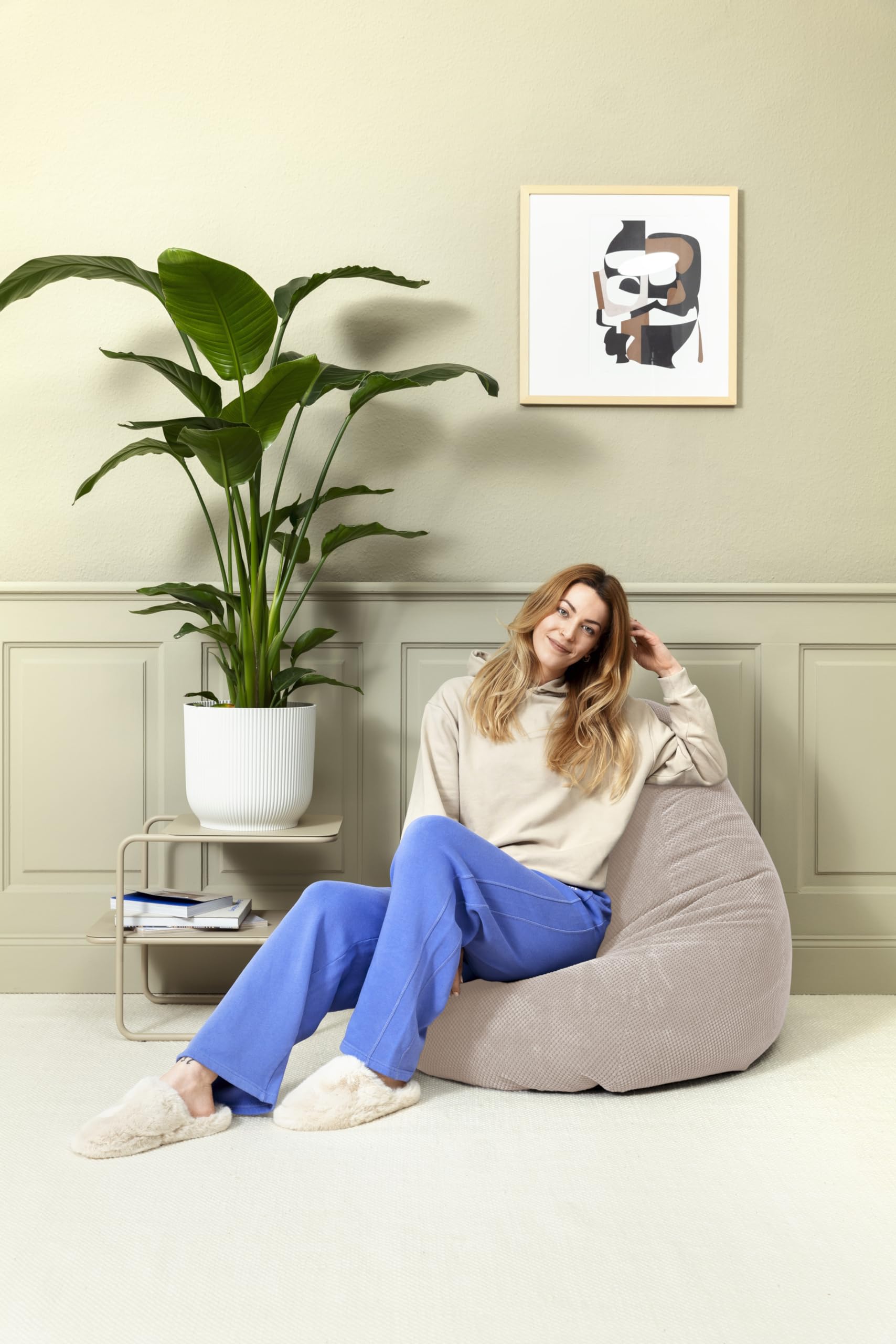 SITTING POINT only by MAGMA BeanBag COMODO XL Sitzsack mit Plüsch aus 100% Polyester - 70x110cm, Hülle waschbar, Oeko-TEX Standard-Zertifiziert, natur