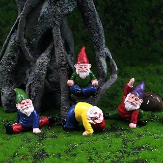 Miniature Garden Gnome Figurines, Yoga Poses, Hand-Painted, Set of 4, 2.2 Inches Tiny Gnomes for Women or Yoga Lovers, Funny Office Desk Decor