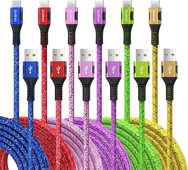 XIAWAO USB to USB C Cable, (6-Pack) Type C Charger Cord Fast Charging for iPhone 17/17 Pro/17 Pro Max/17 Air/16/16e/16 Pro/16 Pro Max/15/15 Pro/15 Pro Max, Galaxy S25 S24 S23 A55 A35 A17 A16, Moto g