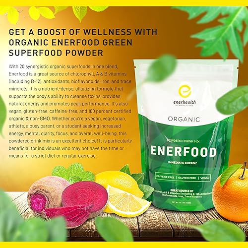 Miniatura 2 de Botanicals Enerfood - Mezcla de bebida en polvo, mezcla de 20 superalimentos orgánicos ricos en clorofila, vitaminas, antioxidantes, bioflavonoides,