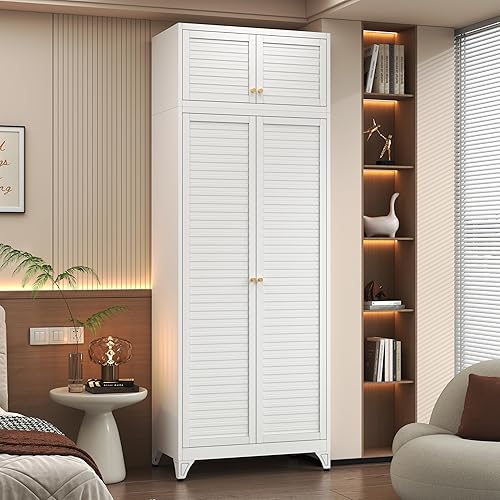 Miniatura 8 de Almirah - Armario de metal con barra para colgar, 86 pulgadas de alto para ropa con puertas, 18 pulgadas de profundidad x 32 pulgadas de ancho x 86