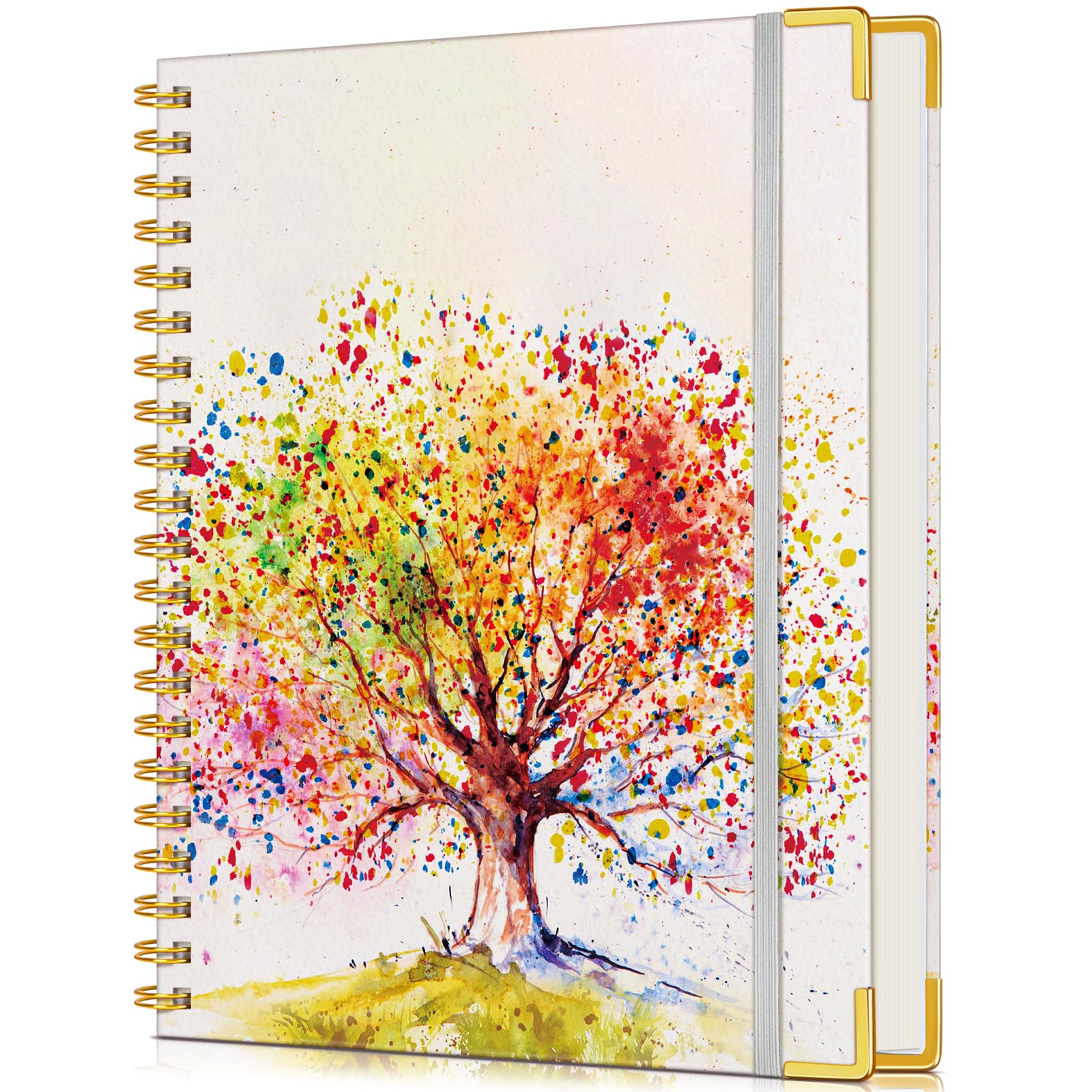 Cute Spiral Notebook Journal for Women, 200 Pages Lined Notebooks 8.5” x 11”, A4 Large Hardcover Spiral Journals with 100 GSM Thick Paper, College Ruled Notebook for Work School, Colorful Tree of Life
