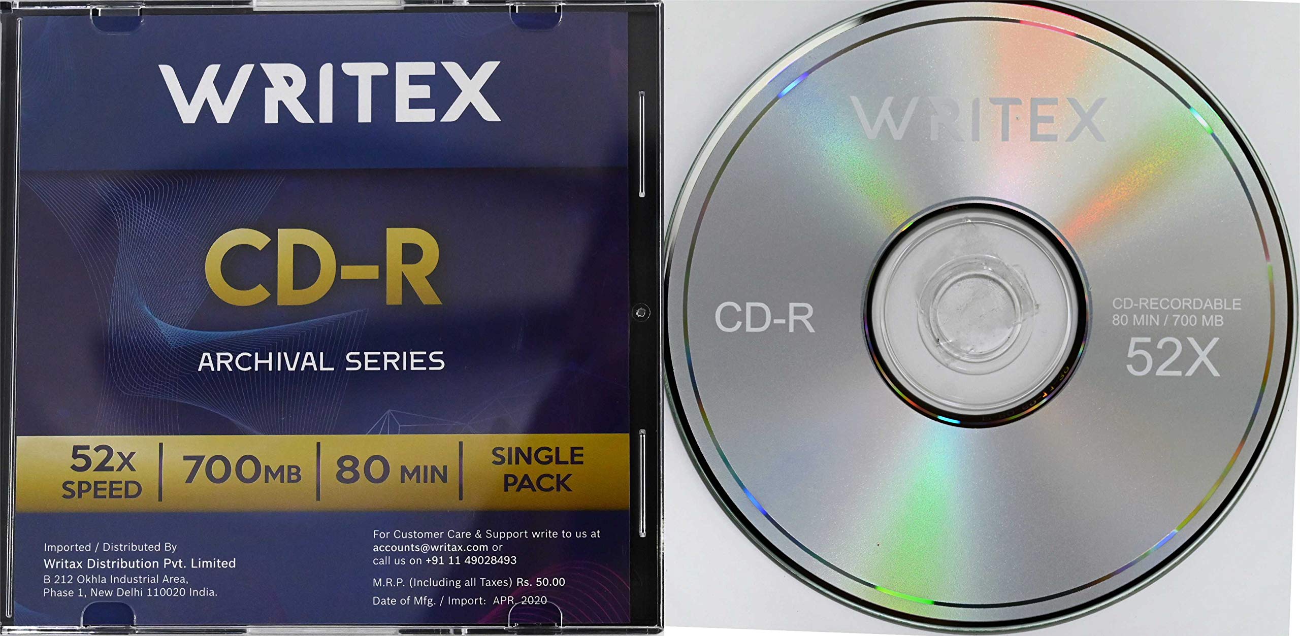 Writex CD-R, Jewel case, 52x Speed, 700mb/ 80min, Pack of 10