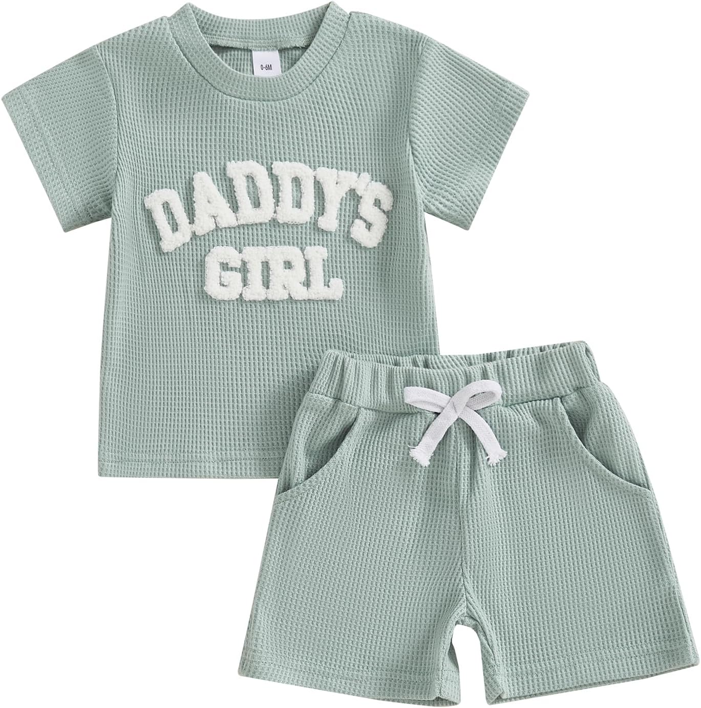 Daddys Girl Baby Clothes Summer Waffle Knit Letter Short Sleeve Shirt Shorts Toddler Girls Fathers Day Outfits