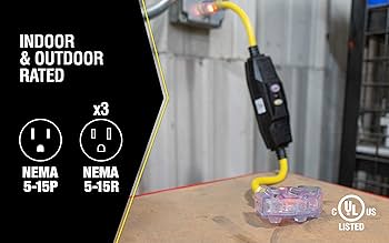 Yellow Jacket 2816 Coleman Gfci Quad In-Line Power Block, 125 V