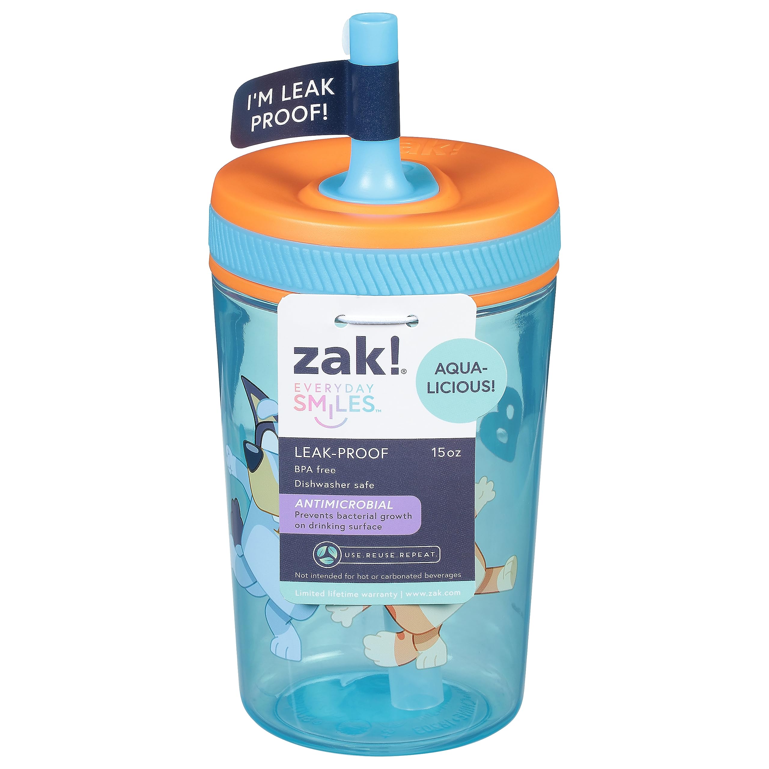 Tumbler Bluey Antimicrobien Kelso pour éviter les fuites de jus