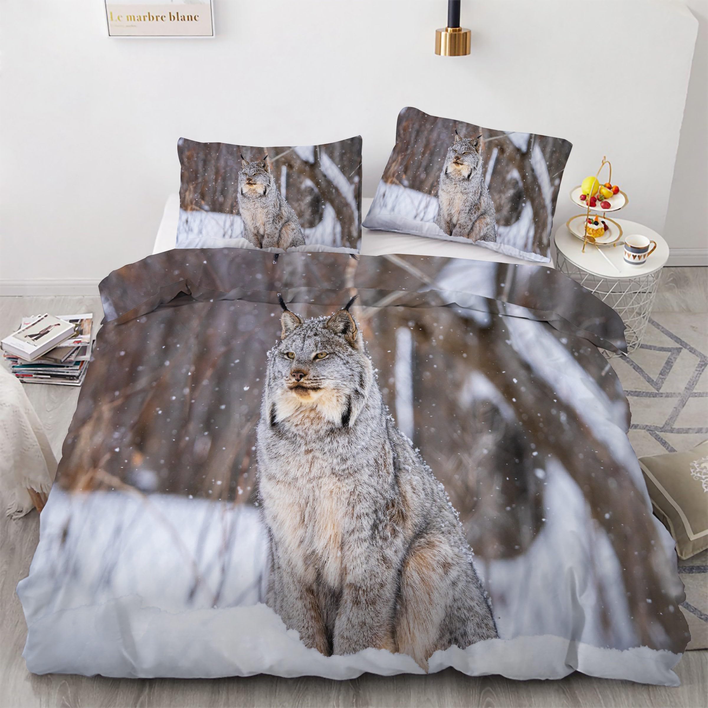 Housse de couette 220x240 lynx pour créer une ambiance chalet sauvage et cosy