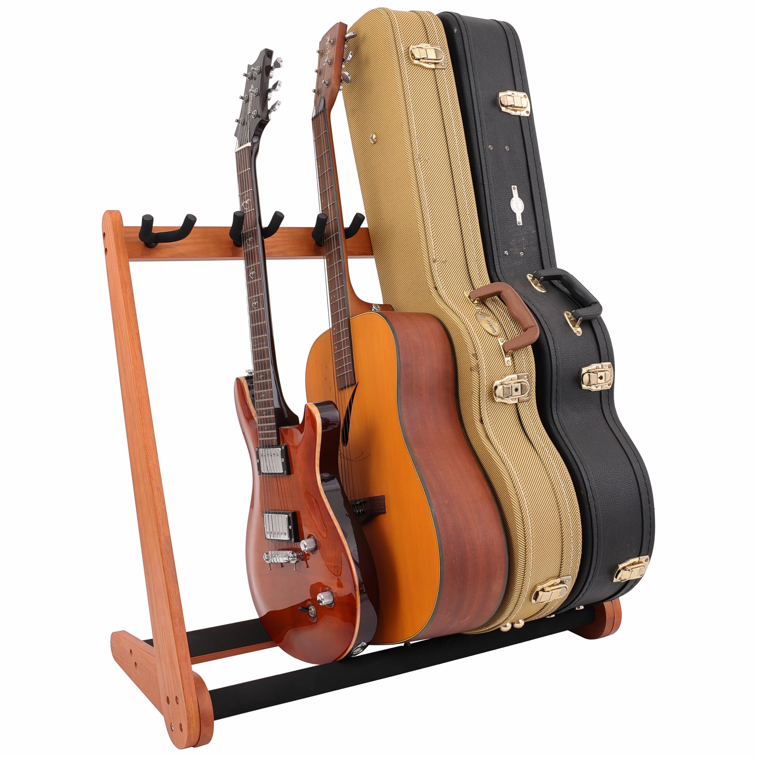 Nefelibata Soporte multiusos para guitarra, 5 soportes de madera para guitarras y estuches, guitarras eléctricas, acústicas, bajos, violonchelos, ceniza alemana (marrón amarillento)
