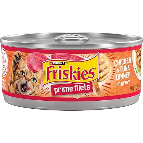 Purina Friskies Prime Filets Chicken and Tuna Dinner in Wet Cat Food Gravy - (Pack of 24) 5.5 oz. Cans