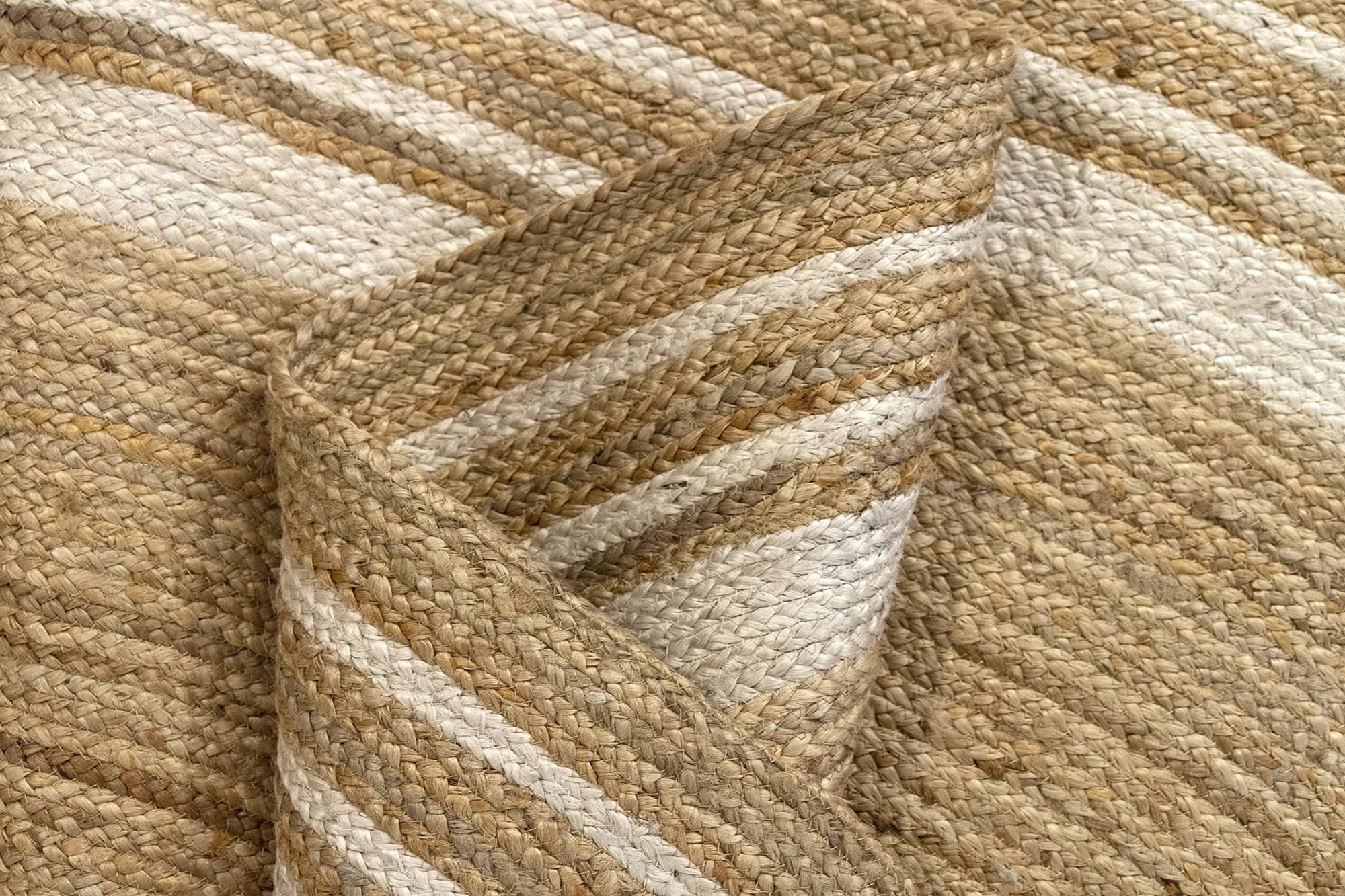 Hamid - Tapis en Fibre de Jute Alhambra 100% Naturel Blanc Rond Tissé à la Main pour Salon, Chambre, Couloir (Blanc, 100x100 cm)