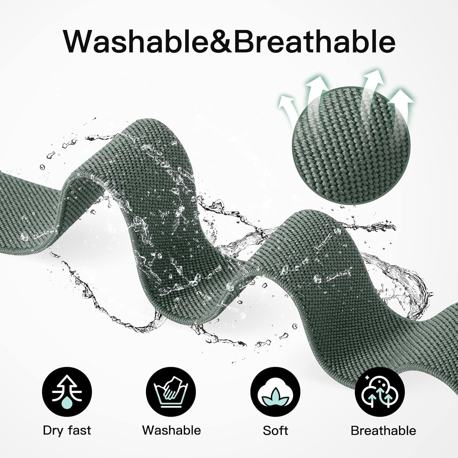 6 Pack Stretchy Nylon Watch Bands Compatible with Garmin Vivoactive 6/Vivoactive 5/3/3 Music, 20mm Soft Loop Elastic Sport Replacement Straps for Garmin Venu SQ/Forerunner 55/165/245 Men Women - Image 3