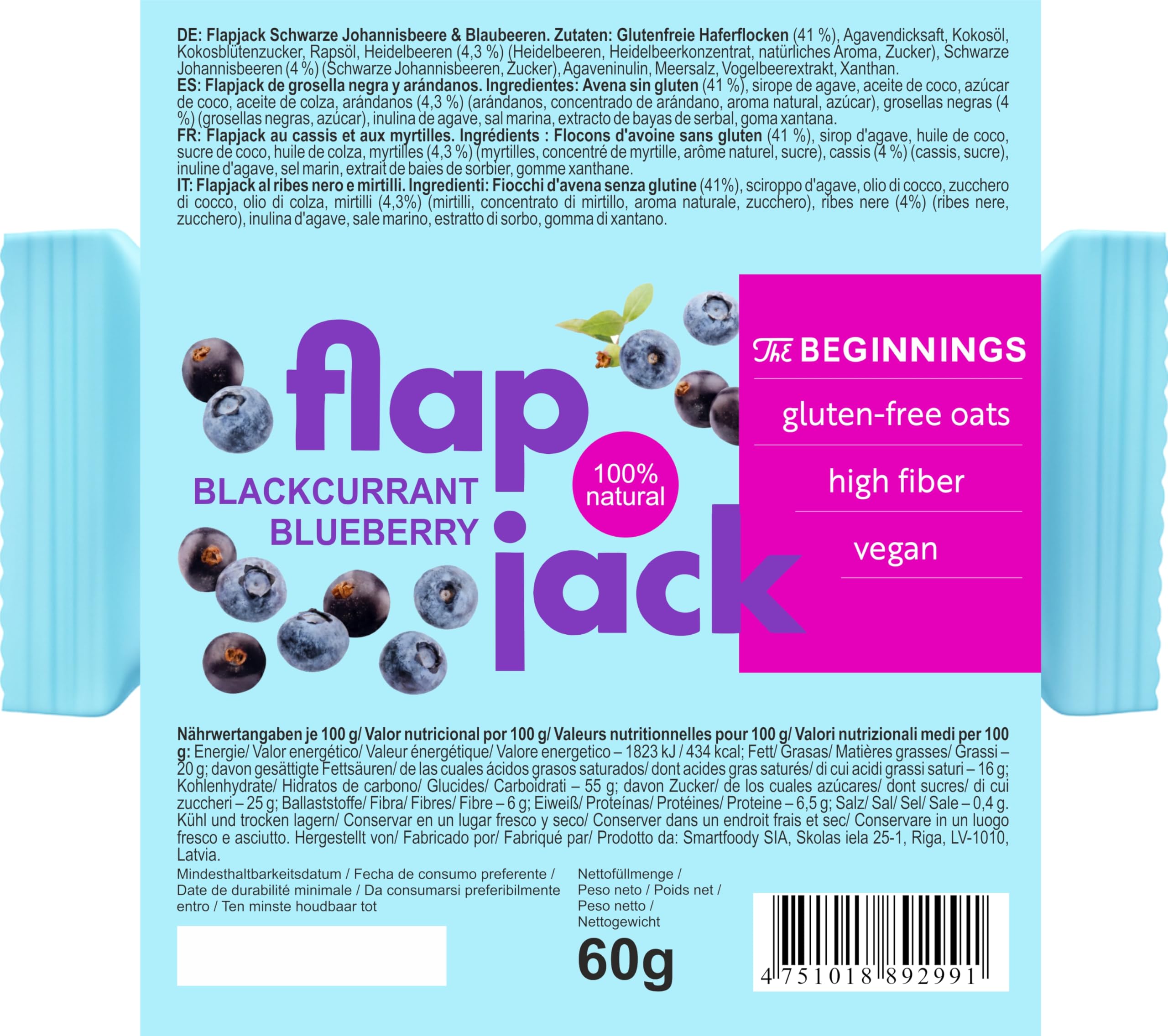 The BEGINNINGS Flapjack all’avena Mix box 5 gusti x 4 barrette – 20 x 60 g (1,2 kg) – barrette ai cereali di avena – vegan, senza glutine – ricche di fibre
