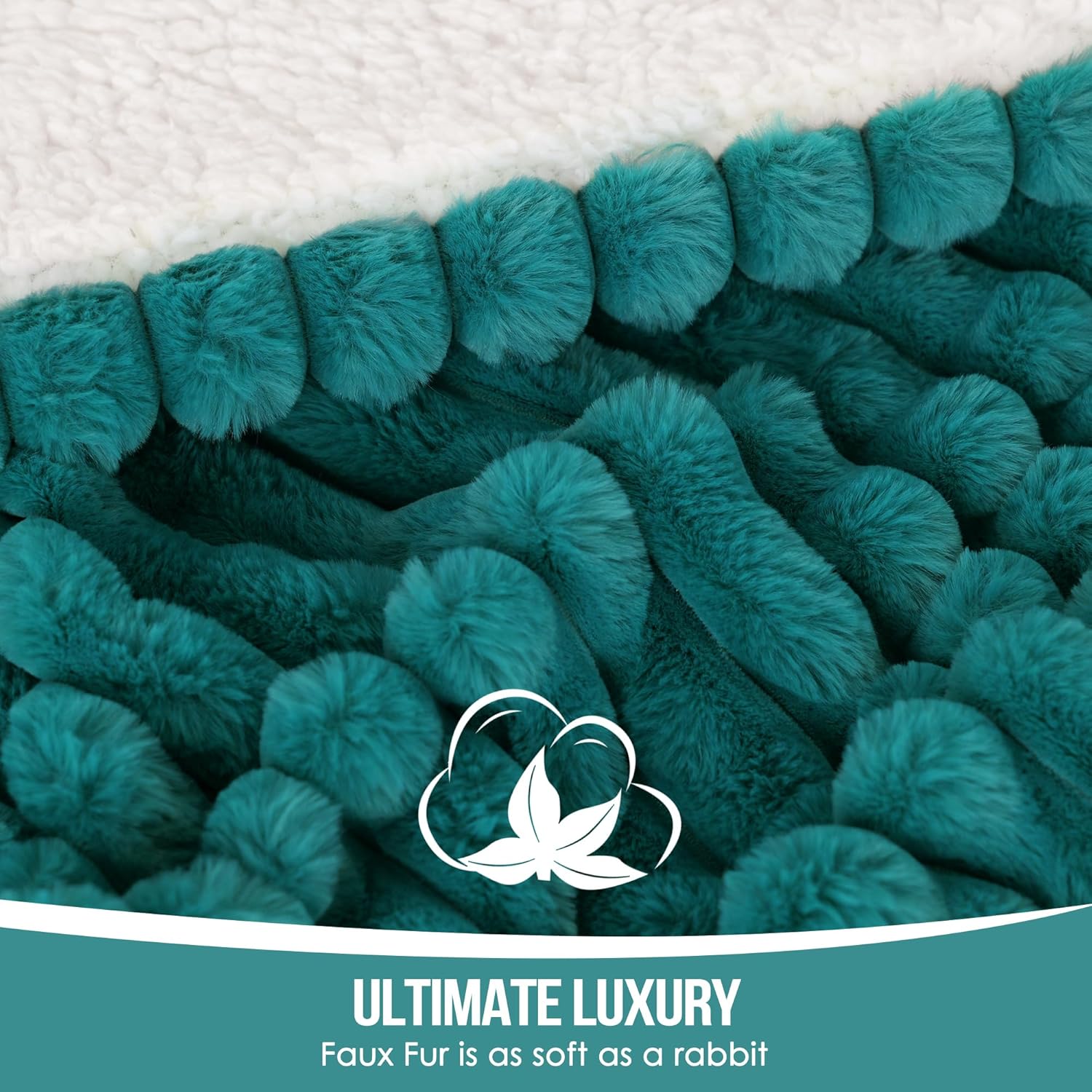 ESTINGO Heated Blanket Electric Throw 50''X60'', Ultra Soft 350GSM Luxury Faux Fur Plus 200GSM Sherpa, Upgraded Selected Cozy & Thick Fabric, 5 Heating Levels & 4H Auto Off, Peacock Blue - Image 2