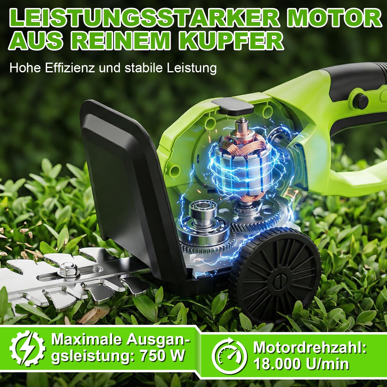 VOERJIA 4-in-1 Akku Grasschere & Strauchschere mit 115cm Verlängerungsstange (165cm Reichweite), 21V Gartenschere mit Rollen, 650W, 180° verstellbar, 2 Akkus – für Rasenkanten, Hecken & Formschnitt
