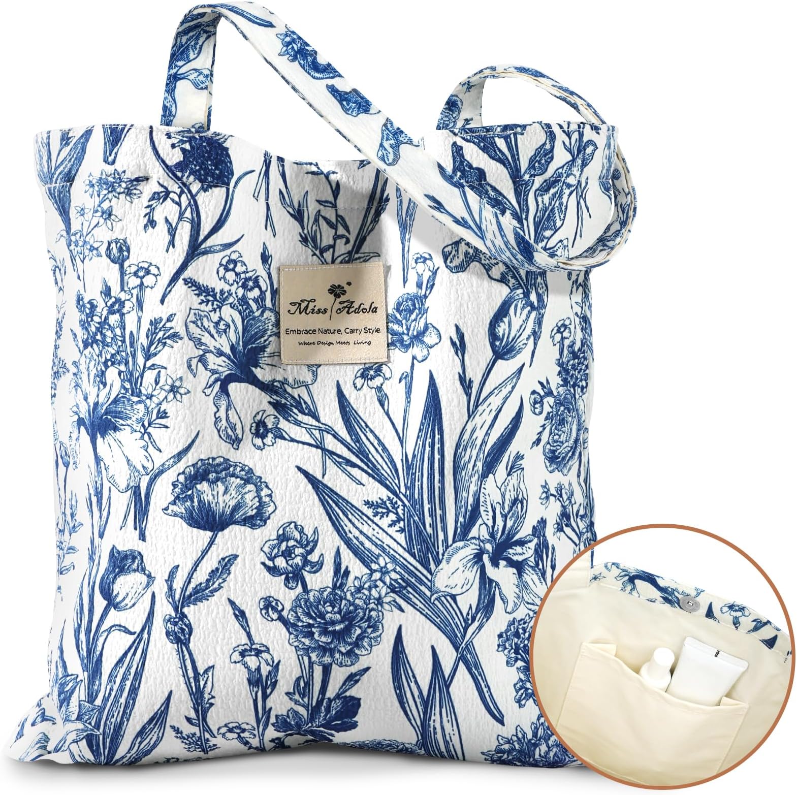 Aesthetic Tote Bag for Women - Reusable Shoulder Bag with Buckle Fabric Bag for Gym, Travel, Work
