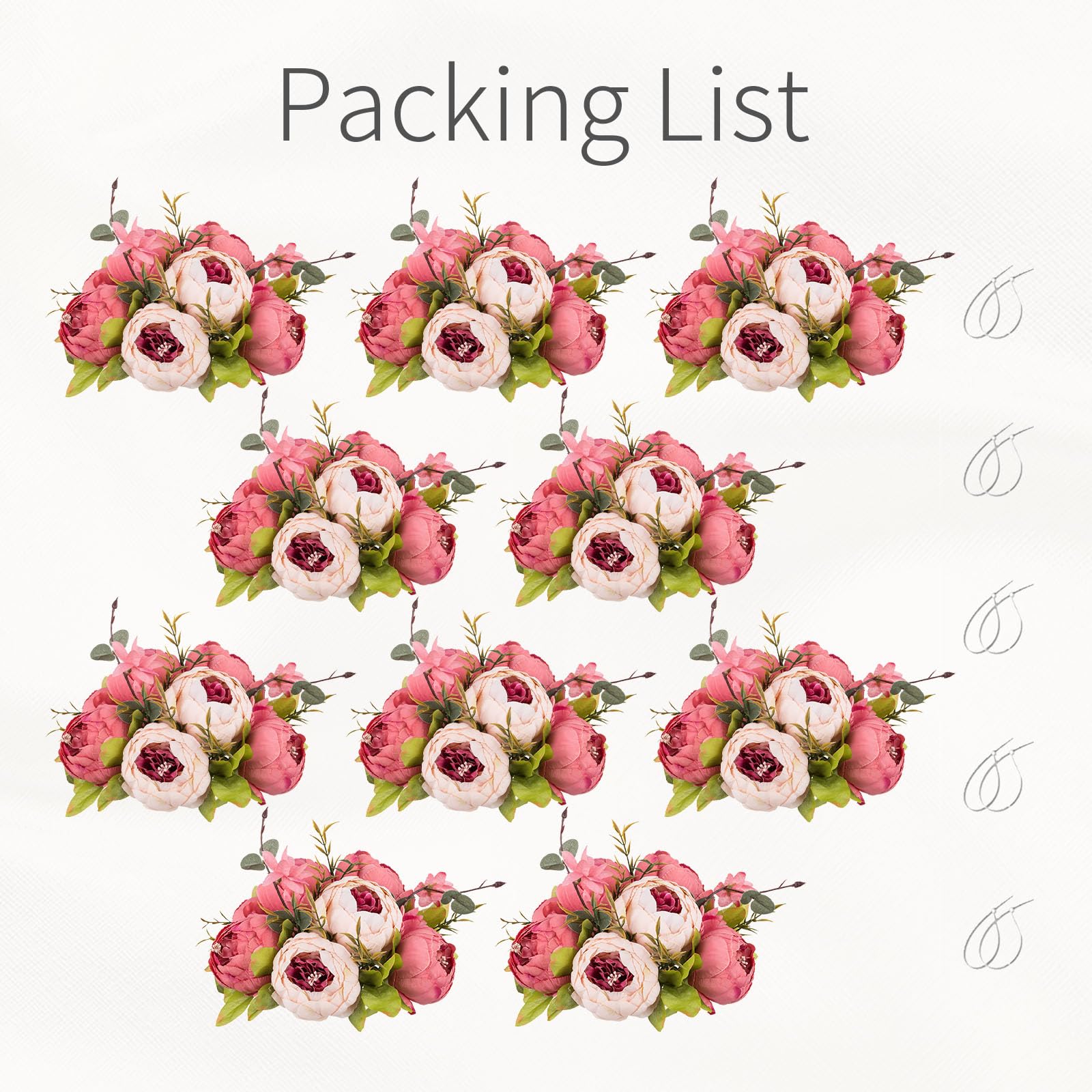 Inweder Peony Flower Balls for Centerpieces - 10 Pcs Artificial Wedding Flowers for Centerpieces, Fake Peony Ball Rose Balls, Silk Floral Arrangements for Party, Table, Anniversary, Rose Pink