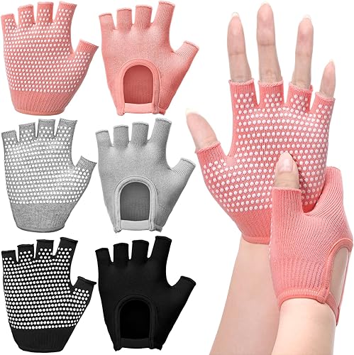 Miniatura 8 de Guantes de yoga de silicona para mujer, guantes de pilates antideslizantes sin dedos para gimnasio, ejercicio, entrenamiento con pesas, mitón, talla